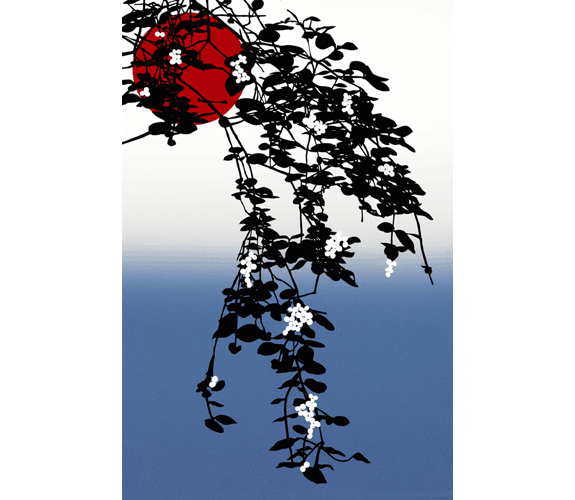 "Red Sun & White Berries" by Aki Sogabe